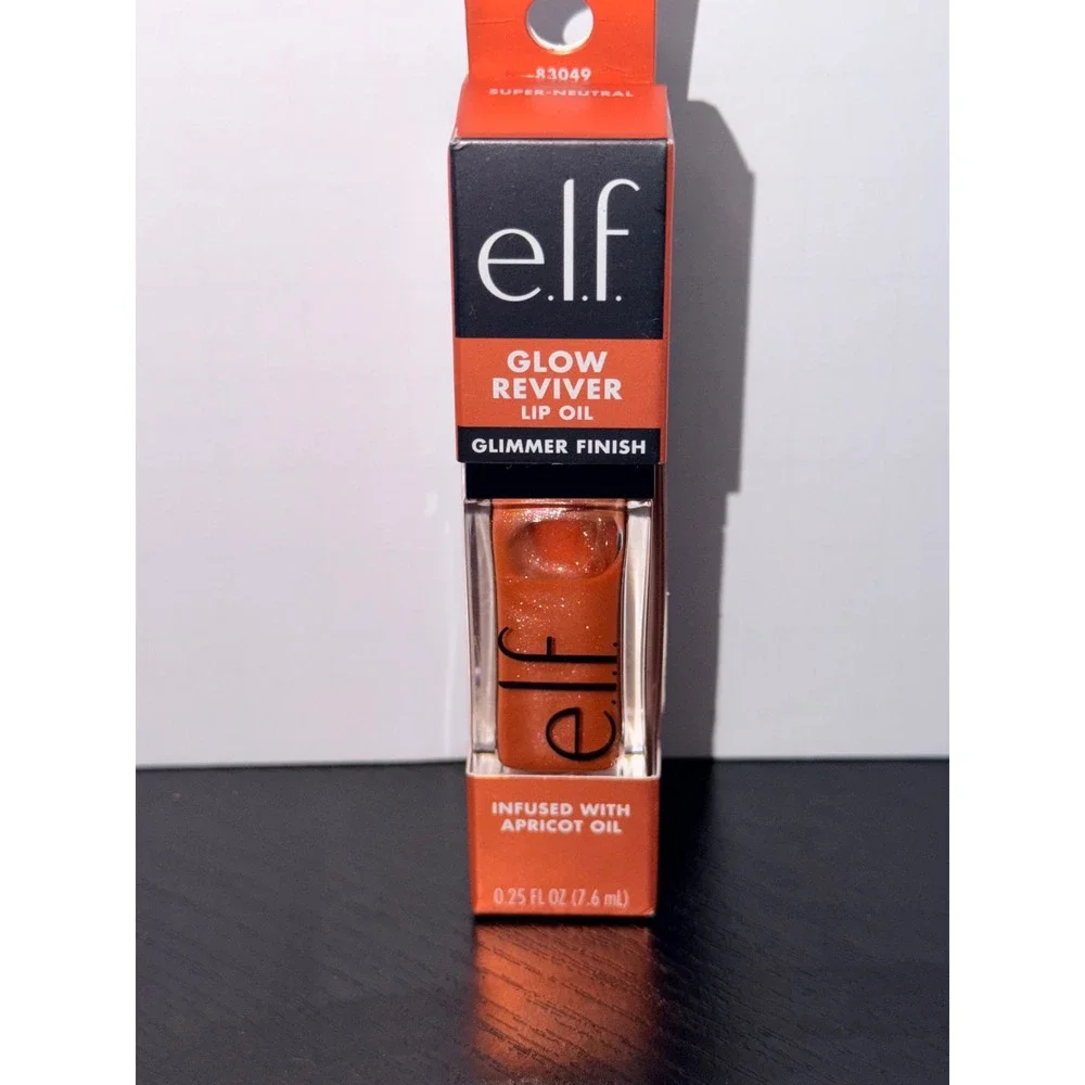 e.l.f. Glow Reviver Lip Oil Super-Neutral 83049 Glimmer Finish Apricot Oil NEW